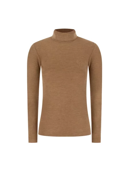 Sweter z golfem Max Mara wełniany do golfa brązowy