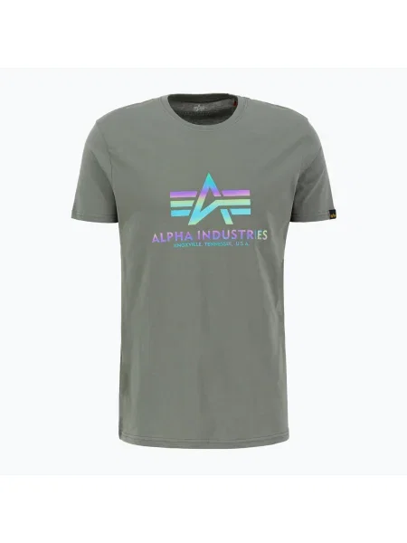 Alpha Industries férfi Basic Rainbow Reflective szüreti póló. Méret: M zöld
