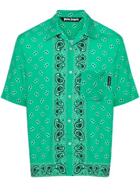 Риза Palm Angels с принт с пейсли десен поплин зелено