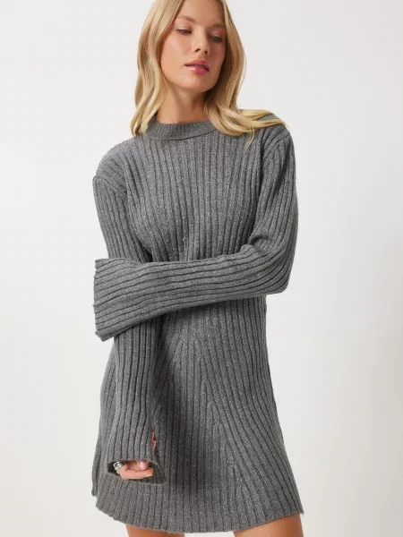 Happiness İstanbul Rochie tricotat amestecat gri