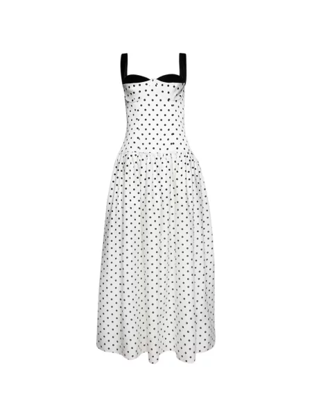Sukienka Florence & Fortitude w grochy garniturowa na ramiączkach biała