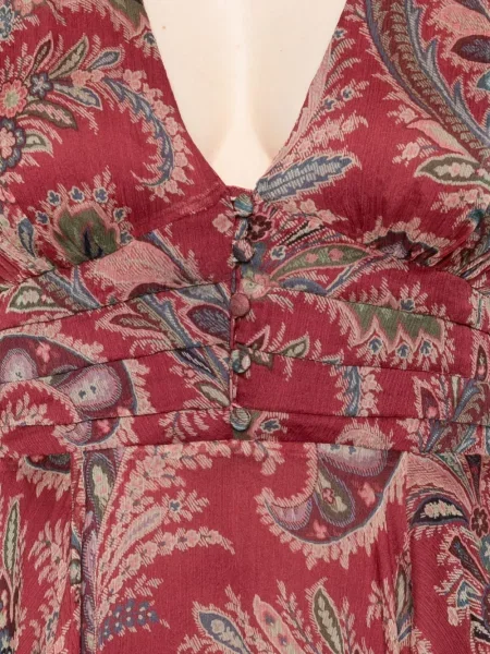 Rochie mini Etro cu imagine cu decolteu în V cu model paisley roșu