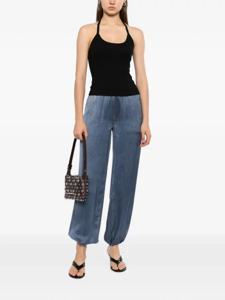 Pantaloni Rag & Bone din satin albastru