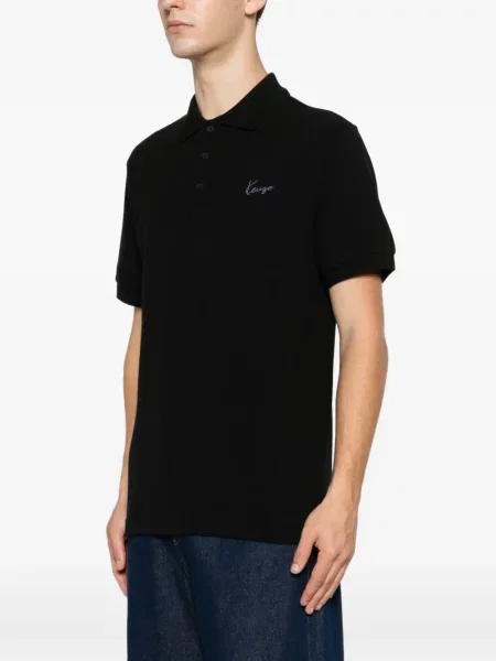Tricou polo Kenzo cu broderie negru