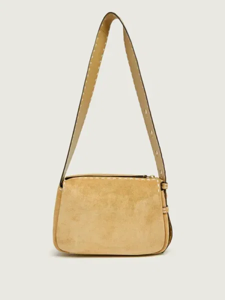 TORY BURCH Geantă pe umăr ROMY | piele întoarsă bej