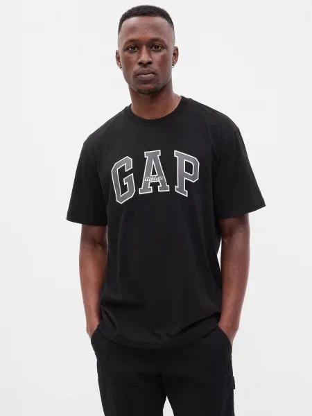 GAP Tricou gri închis / negru alb