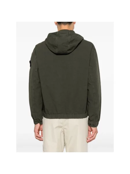 Kurtka koszulowa Stone Island z kapturem z kamieniami zielona
