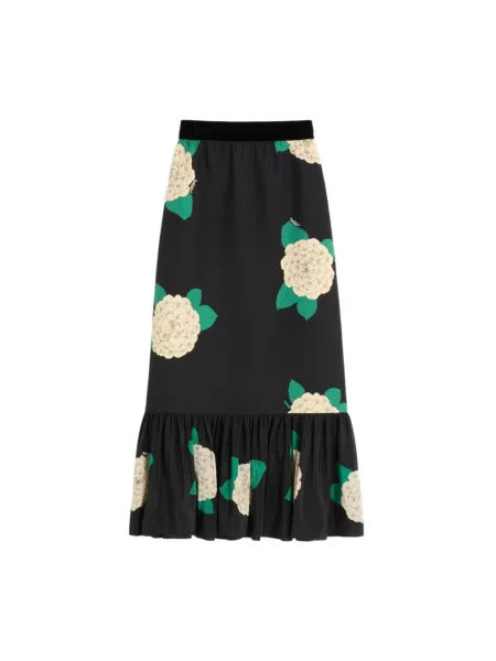 Lniana spódnica midi Valentino Garavani czarna
