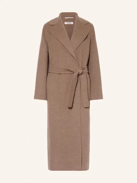 S Max Mara Vlněný Kabát Poldo světle hnědá