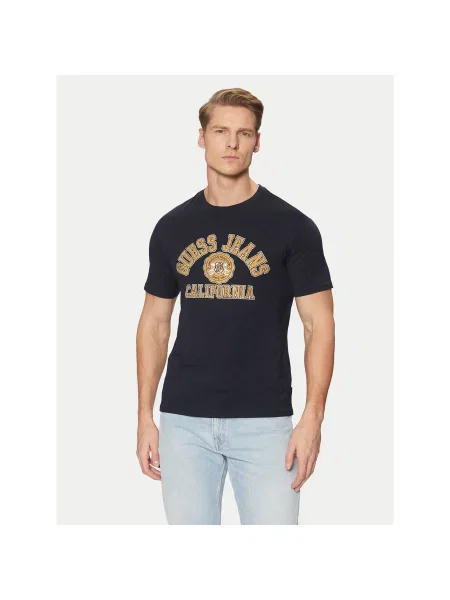 Guess Jeans T-Shirt Σκούρο Slim Fit μπλε