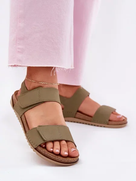 Usnjene sandali Inblu kaki