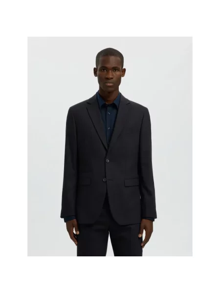 Marynarka o kroju slim fit z dodatkiem wełny model „NEIL” Selected Homme czarna