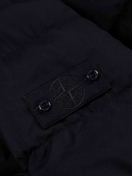 Geacă cu puf Stone Island de lână cu strasuri albastru