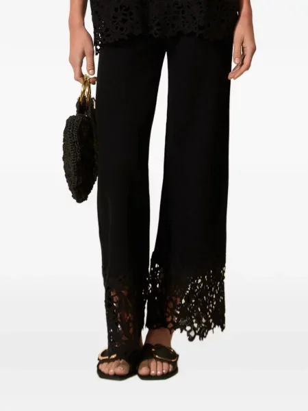 Pantaloni Twinset din dantelă negru