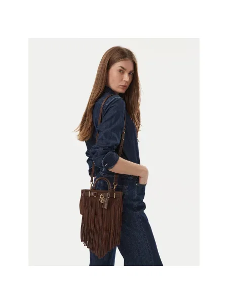 Torbica Tommy Hilfiger American Icon Micro Tote Fringes Tamno smeđa