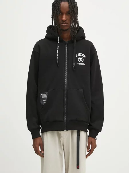 AAPE bluza Now Zip Up z kapturem z aplikacją czarny