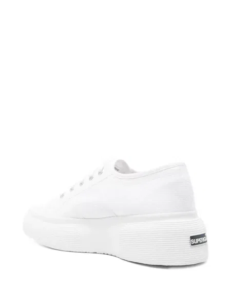 Sneakerși Superga cu șireturi cu platformă din dantelă alb