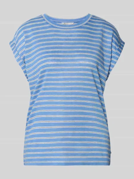 T-shirt z mieszanki o kroju relaxed fit Tom Tailor Denim błękitna