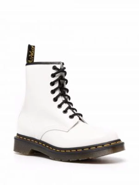 Nėriniuotos auliniai batai Dr. Martens su raišteliais balta