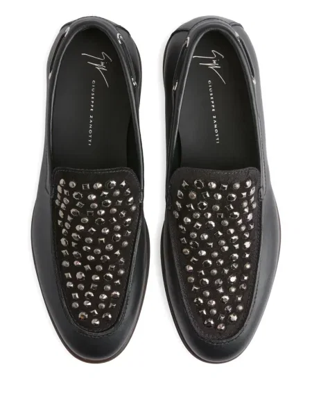 Pantofi loafer Giuseppe Zanotti din piele cu tepi negru