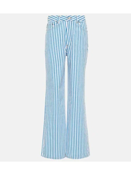 Blugi drepți Ganni cu talie înaltă cu dungi