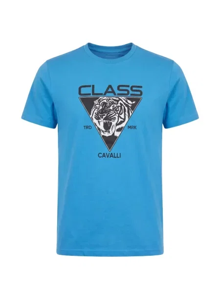 Tricou Cavalli Class cu imagine cu dungi de tigru albastru