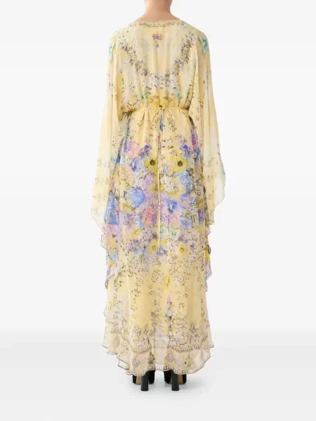 Rochie maxi Camilla cu decolteu în V galben