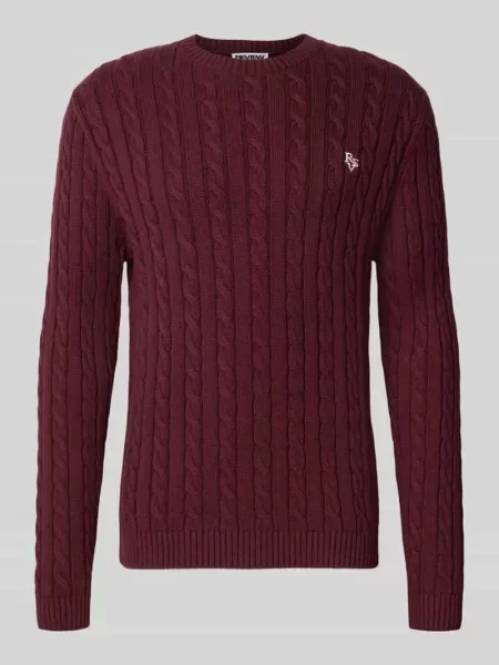 Sweter z dzianiny o kroju slim fit z czystej bawełny ze ściegiem warkoczowym Review