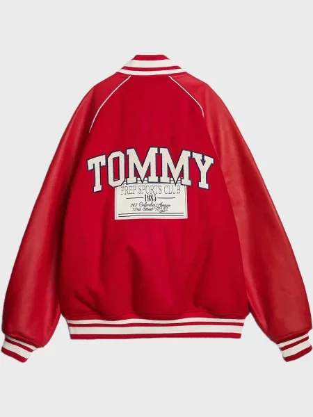 Дитяча джинсова куртка Tommy Jeans червона
