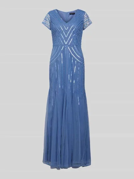 Sukienka wieczorowa z obszyciem cekinami Adrianna Papell błękitna