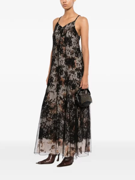 Rochie Quetsche cu model floral din tul negru