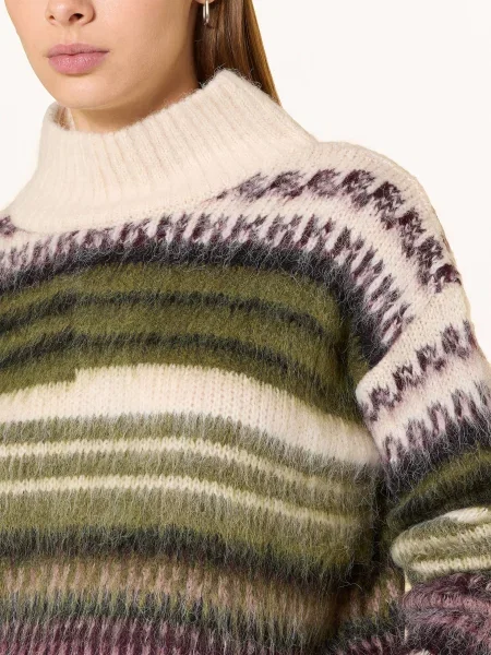 More & More Sweter z dzianiny Kobiety biały|zielony|lila wzorzysty 42 biały