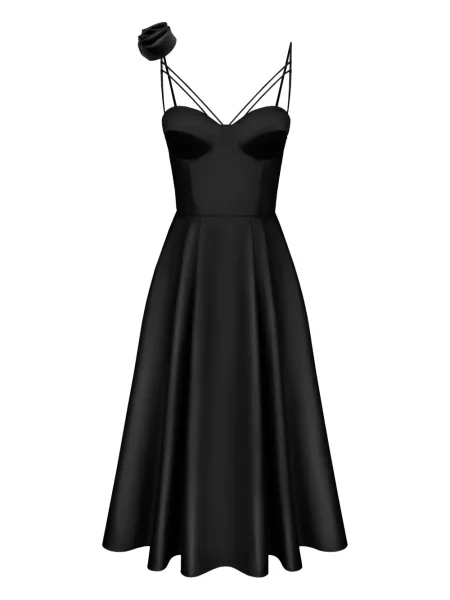 Sukienka midi Post Meridiem do kolan z gorsetem garniturowa czarna