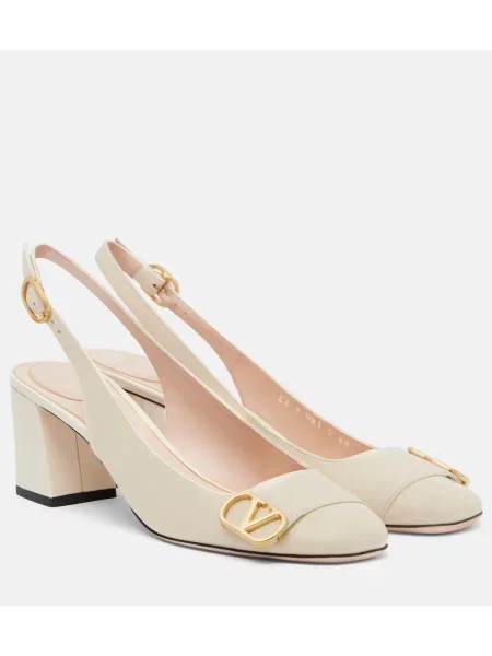 Pantofi cu toc Valentino Garavani din piele slingback alb