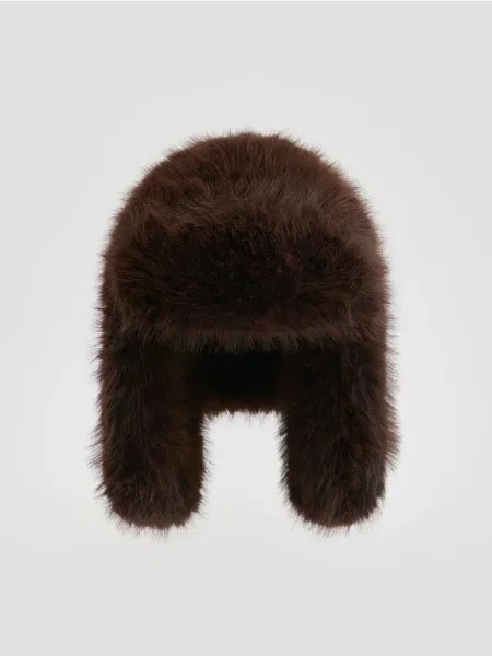 Reserved Шапка зі штучного хутра коричневий