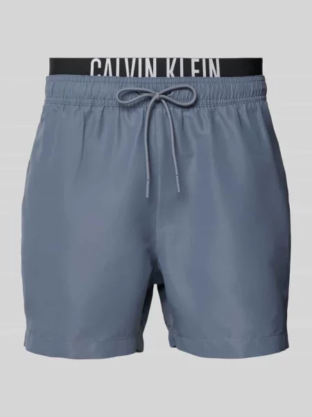 Szorty kąpielowe Calvin Klein Intense Power Medium Double WB grisaille niebieskie