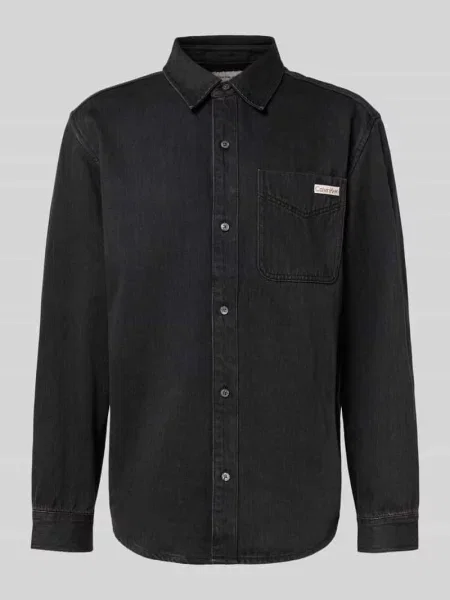Koszula jeansowa o kroju regular fit z naszywką z logo model ‘Classic’ Calvin Klein Jeans czarna
