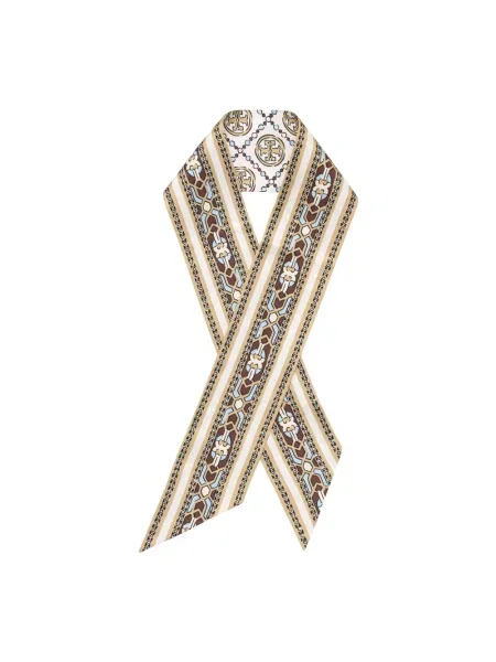 Szal Tory Burch wiązana beżowa