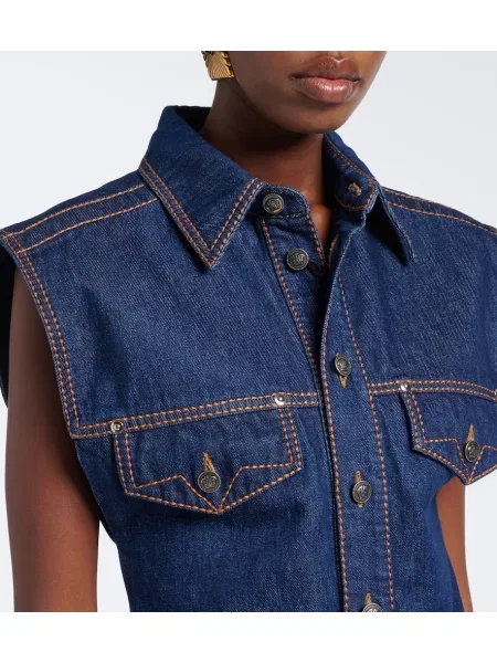 Rochie din denim Versace albastru