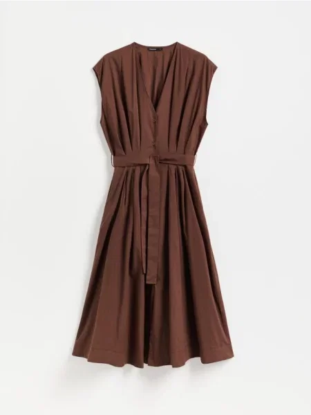 Reserved Rochie midi din maro-închis maro