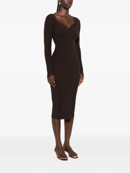 Rochie midi Twinset tricotate maro