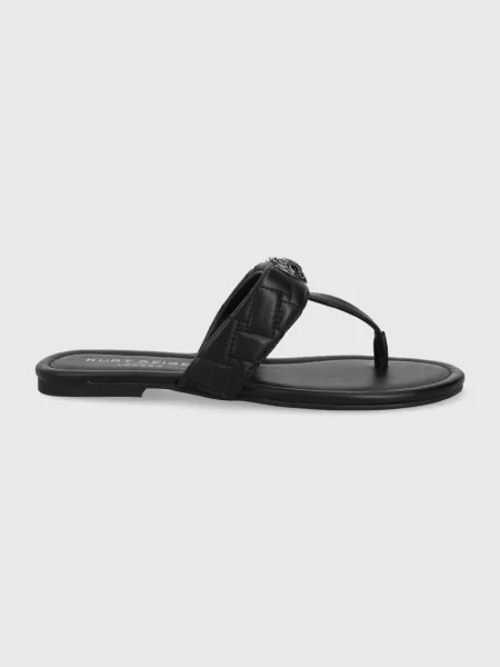 Kožené žabky Kurt Geiger London černá na plochém