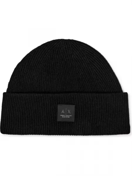 Armani Exchange Căciulă cu adaos de lână negru