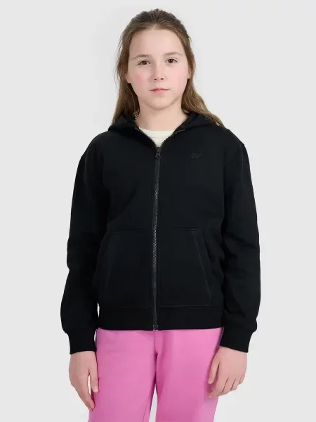4F bluza dla dziewczynki rozpinana z kapturem czarny