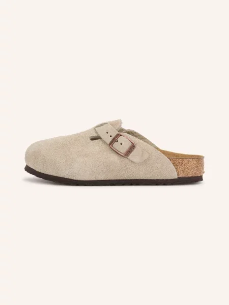 Birkenstock Pantofle Boston Kids Leve Taupe Suede Leather světle hnědá