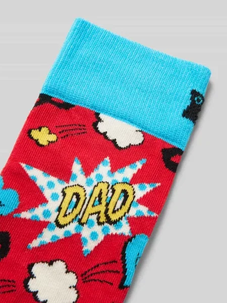 Skarpety z prążkowanym wykończeniem Happy Socks czerwone