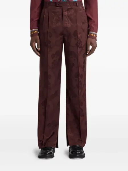Květinové žakárové kalhoty Etro červené