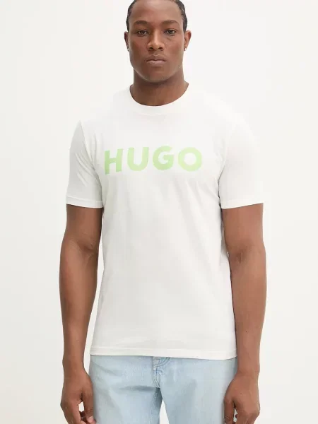 Тениска HUGO черно с принт бяло