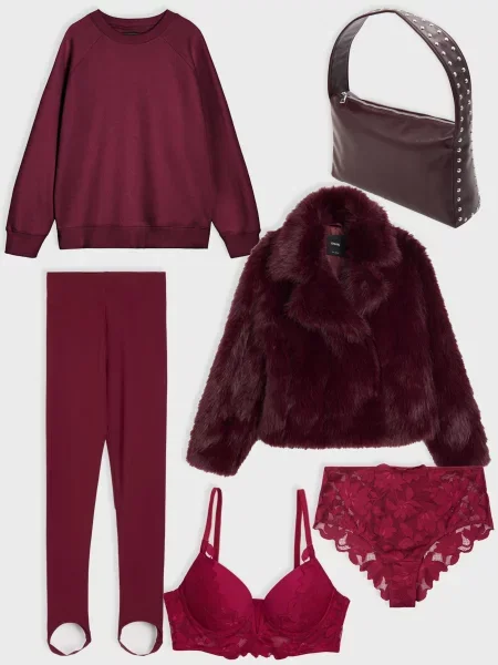 Бюстгальтер пуш-ап з мереживом бордовий