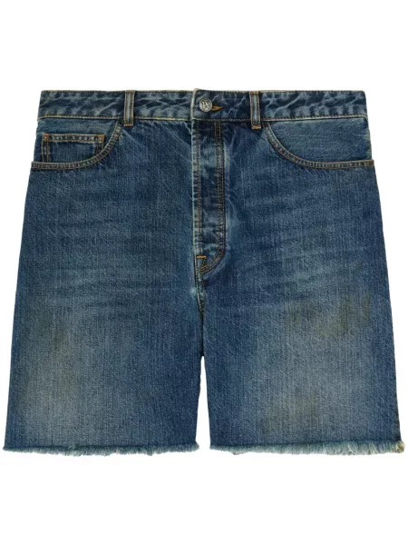 Džínové šortky Palm Angels s potiskem modré